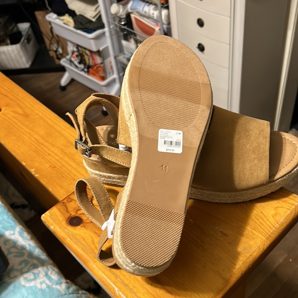 Lane Bryant Espadrille Beige Woven Women's Wedge Ankle Strap Sandals. 11W - Picture 2 of 7